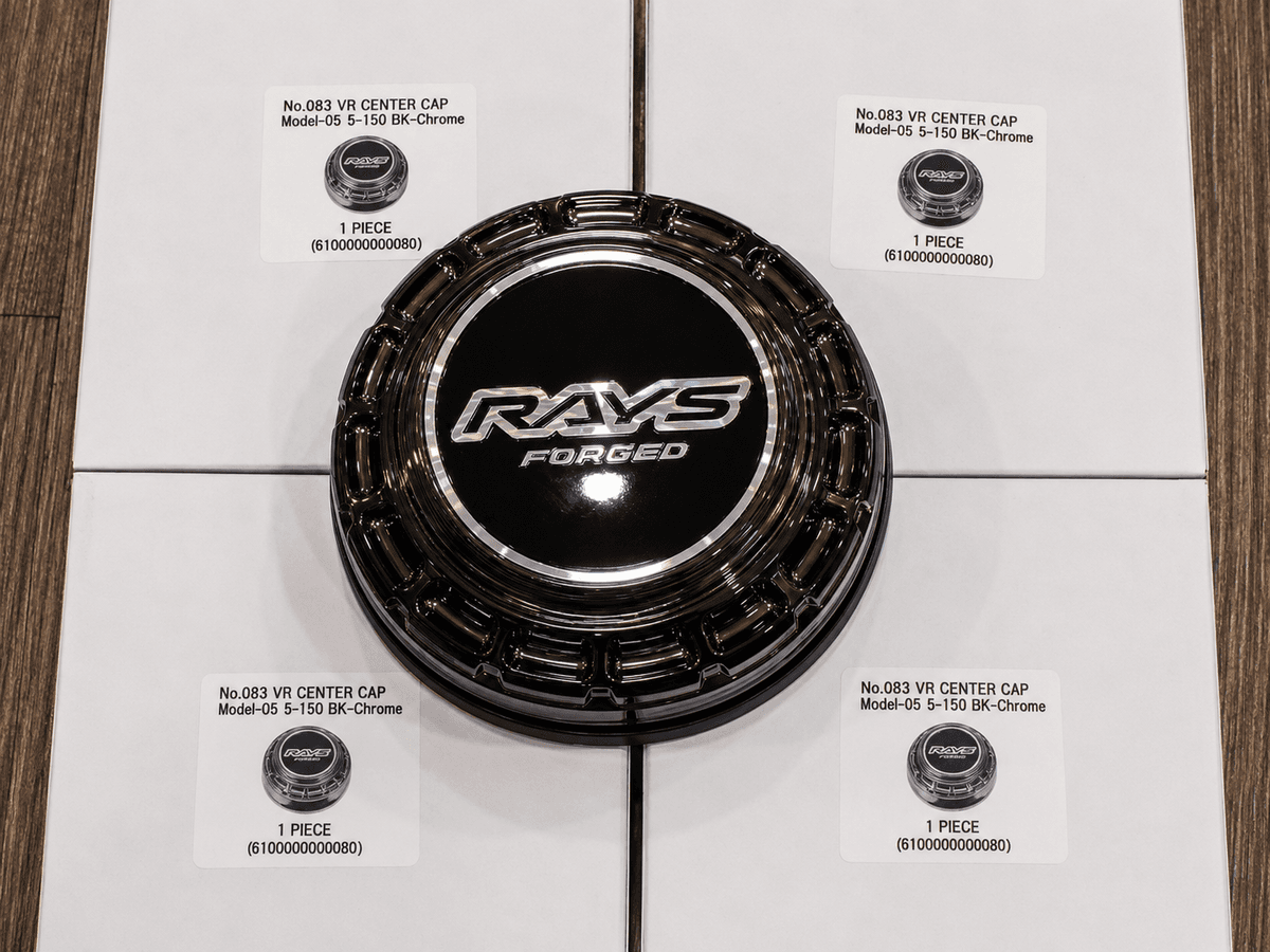 RAYS Engineering Official Japan Center Cap Set - TE37 Ultra Large 5x150 (Black Chrome) — image 1