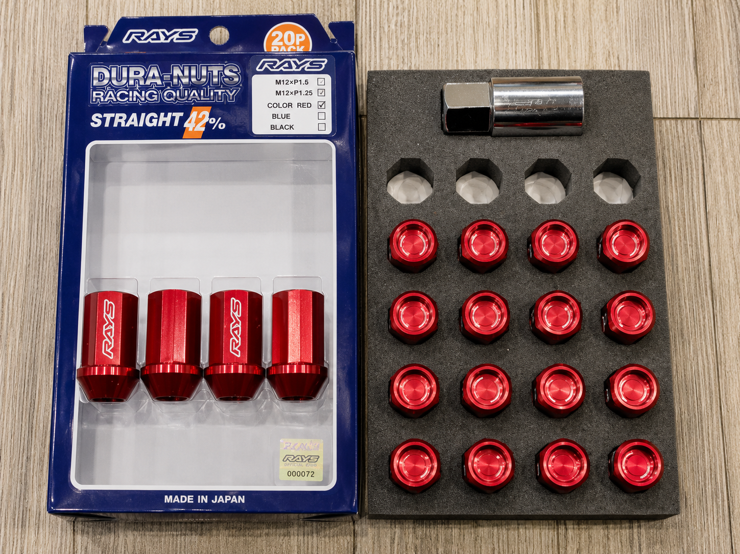 RAYS Engineering Official Japan Duralumin Lock & Nut Set - L42 Straight M12 x P1.50 - 20 PCS view 2