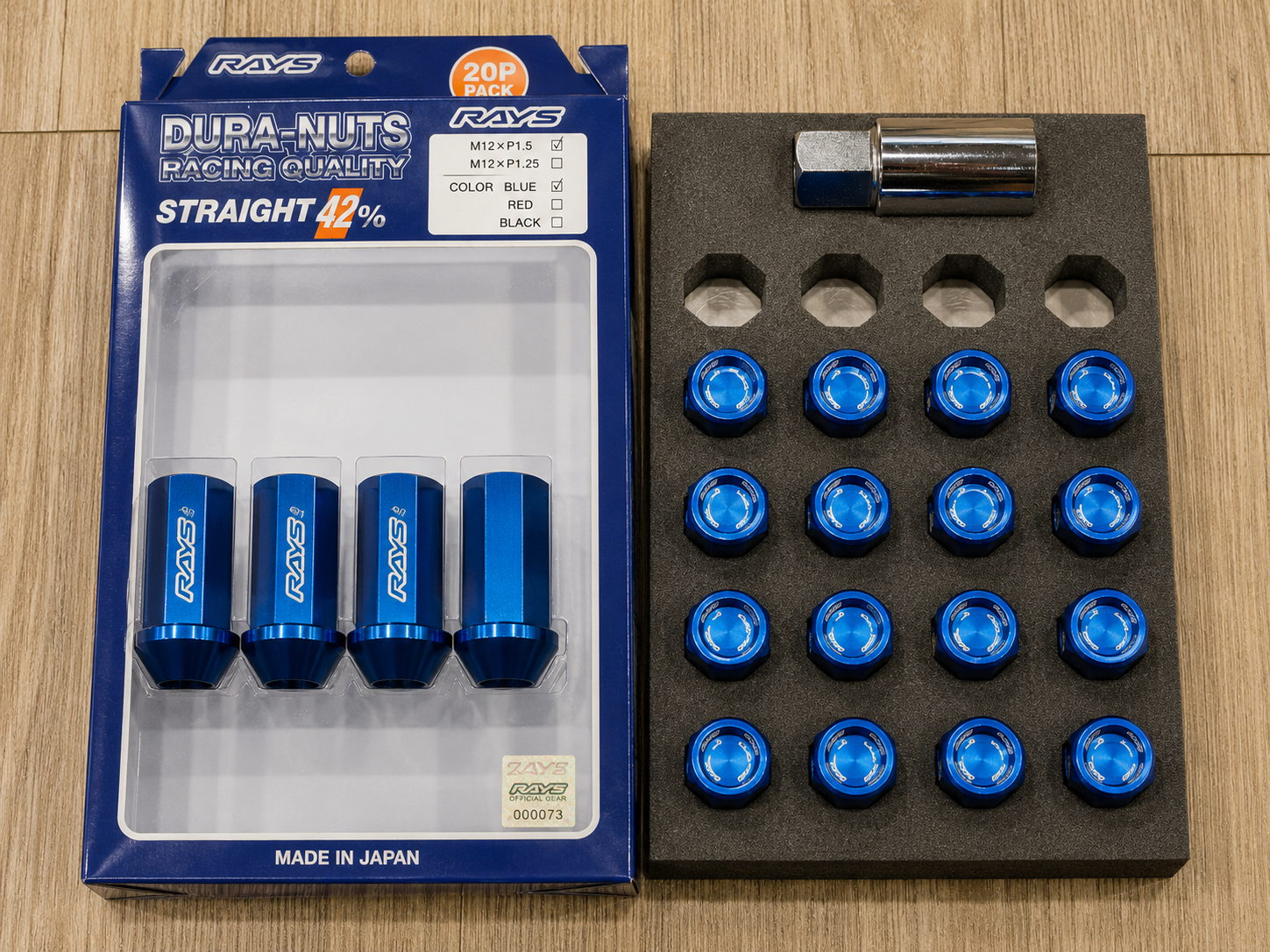 RAYS Engineering Official Japan Duralumin Lock & Nut Set - L42 Straight M12 x P1.50 - 20 PCS