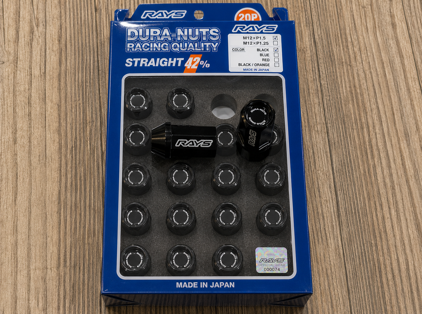RAYS Engineering Official Japan Duralumin Lock & Nut Set - L42 Straight M12 x P1.50 - 20 PCS view 3