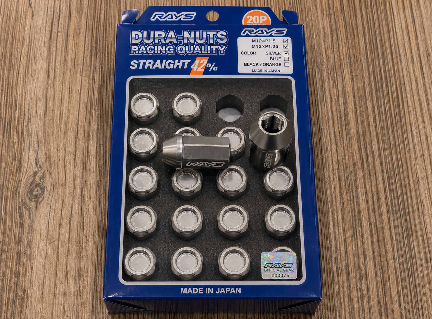 RAYS Engineering Official Japan Duralumin Lock & Nut Set - L42 Straight M12 x P1.50 - 20 PCS view 4