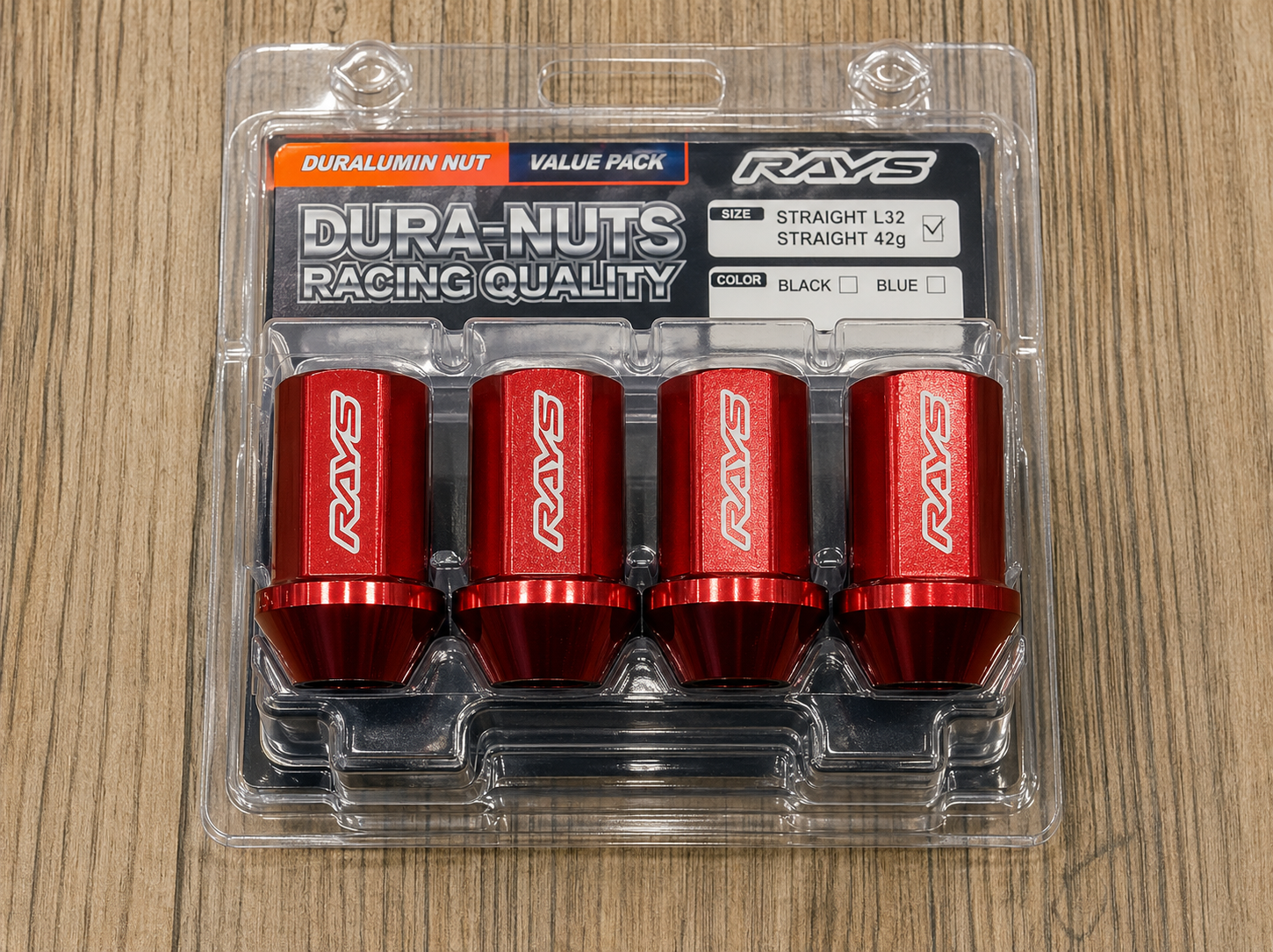 RAYS Engineering Official Japan Duralumin Nut Set - L42 Straight M12 x P1.50 - 4 PCS PACK