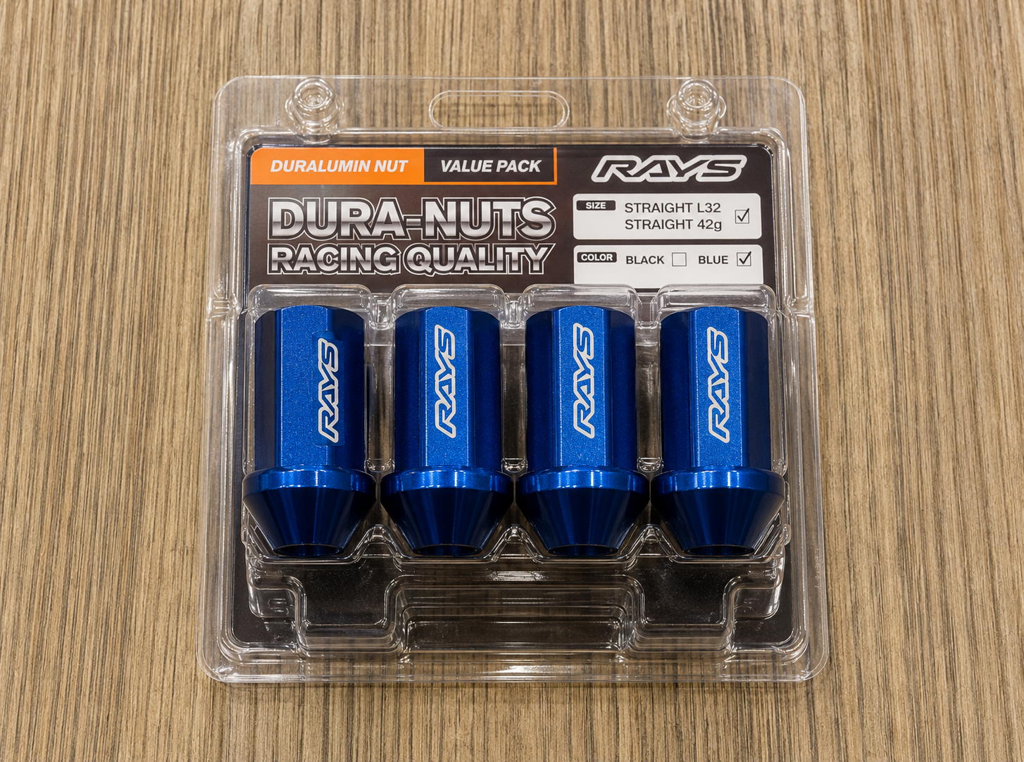 RAYS Engineering Official Japan Duralumin Nut Set - L42 Straight M12 x P1.50 - 4 PCS PACK view 2