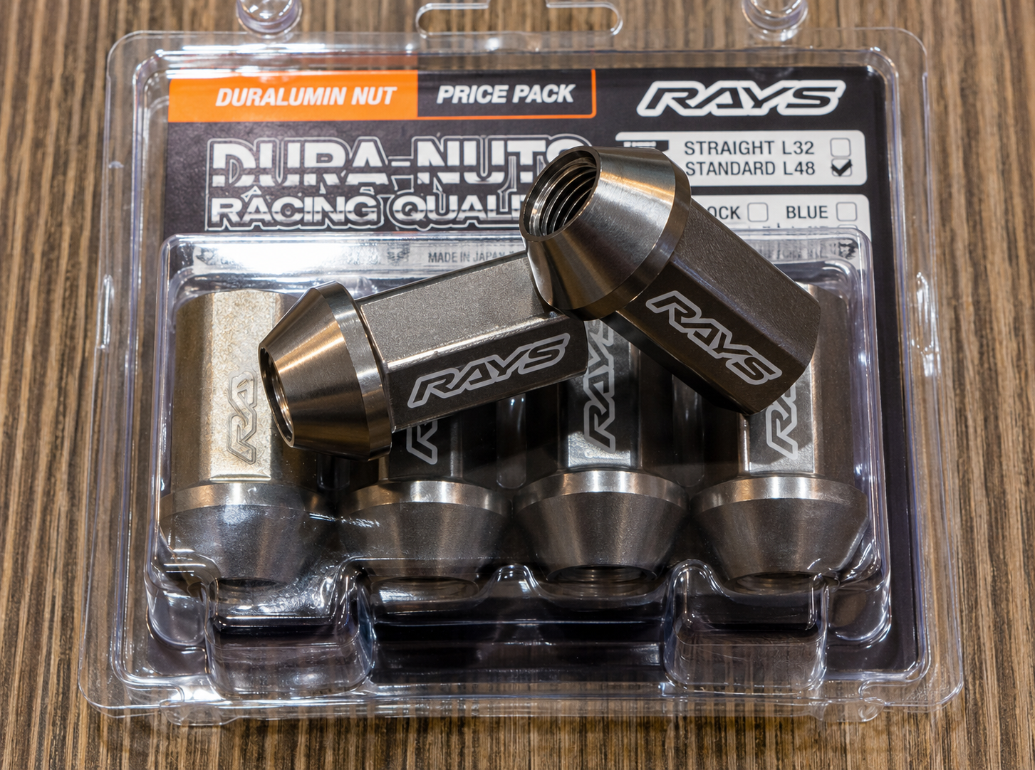 RAYS Engineering Official Japan Duralumin Nut Set - L42 Straight M12 x P1.50 - 4 PCS PACK view 3