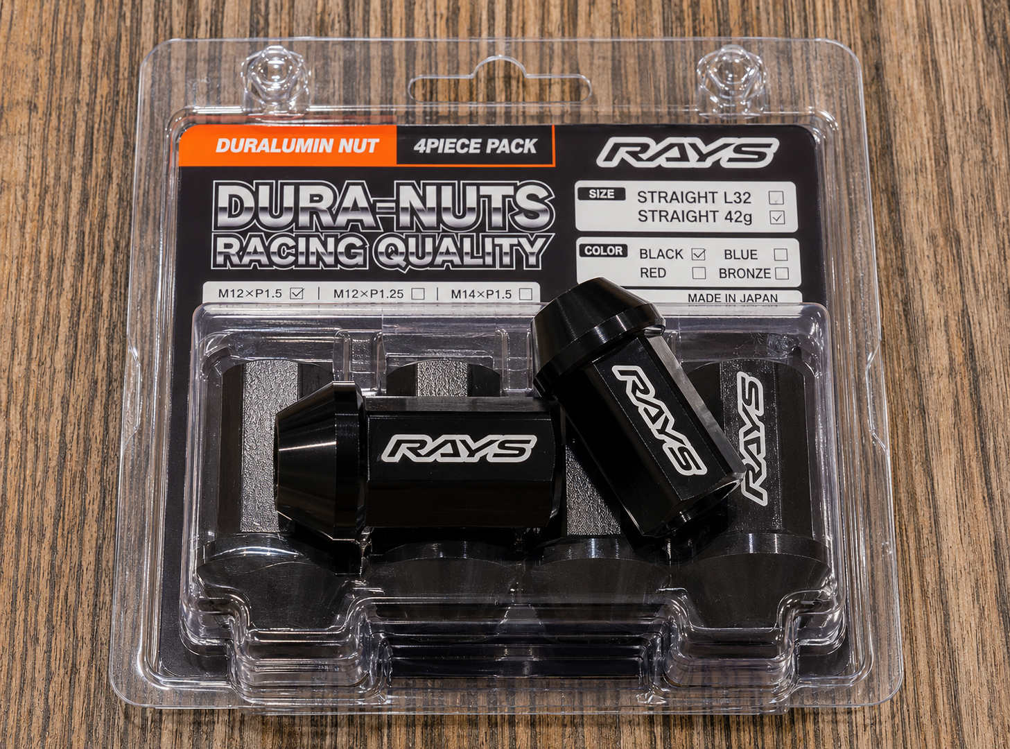 RAYS Engineering Official Japan Duralumin Nut Set - L42 Straight M12 x P1.50 - 4 PCS PACK view 4