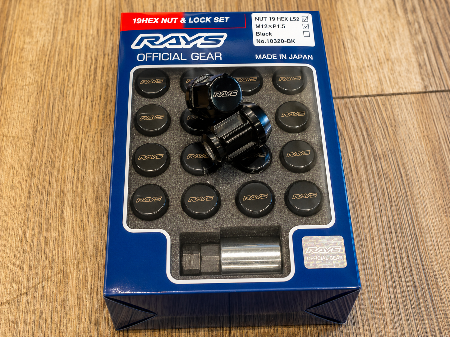 RAYS Engineering Official Japan Racing Nut Set - M14 x P1.50 19Hex (Black) - 20 PCS