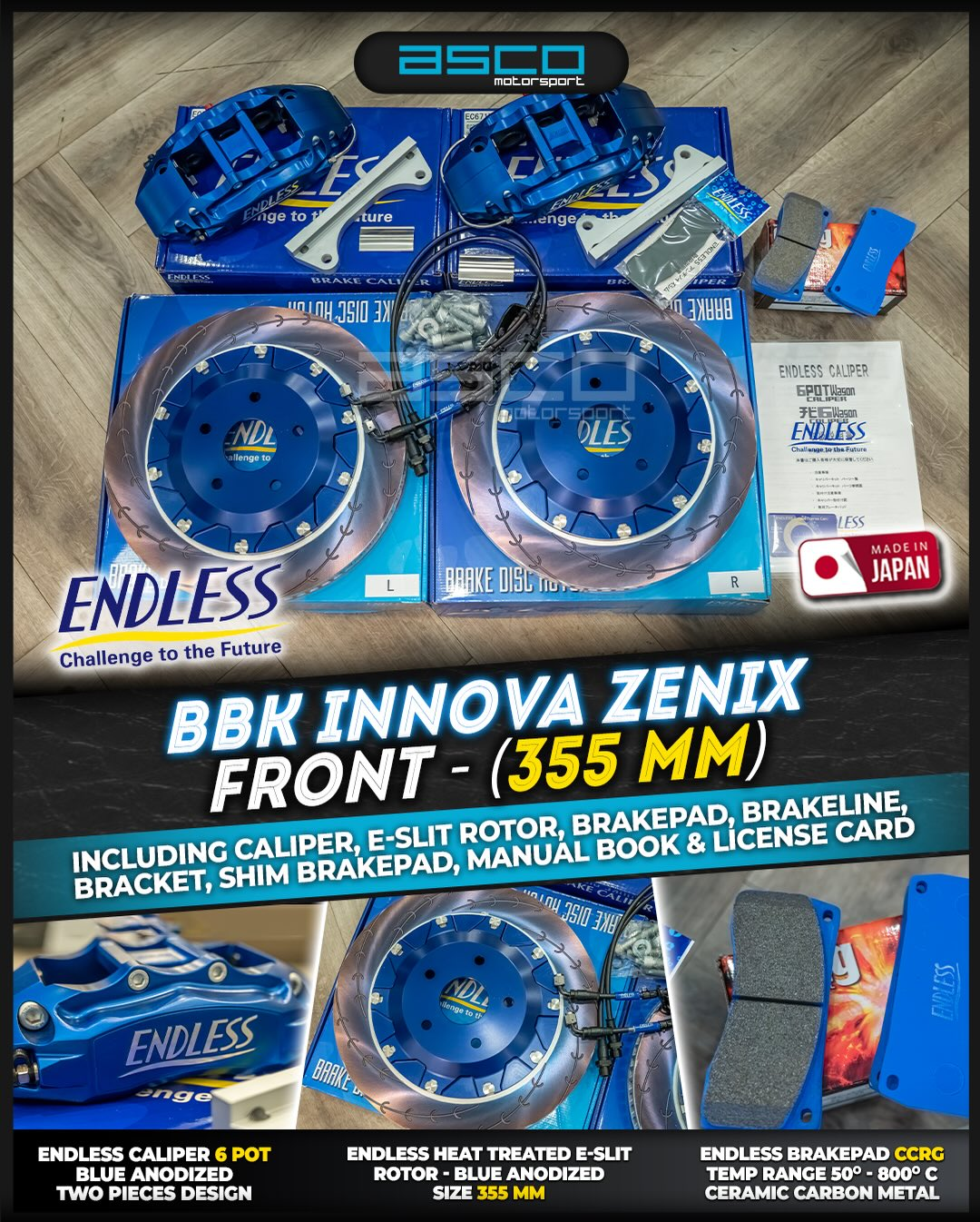 Endless Brake Kit for Toyota INNOVA ZENIX 355MM 6POT